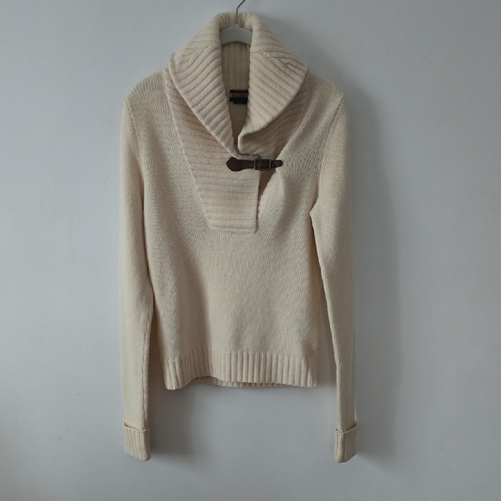 Ralph Lauren Rugby Vintage 100% Wool Womens Shawl Collar Sweater Sz Medium